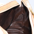 CELINE Macadam Canvas Boston Bag PVC Leather Beige Gold Auth 168715-19