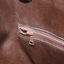 CELINE Macadam Canvas Boston Bag PVC Leather Beige Gold Auth 168715-20