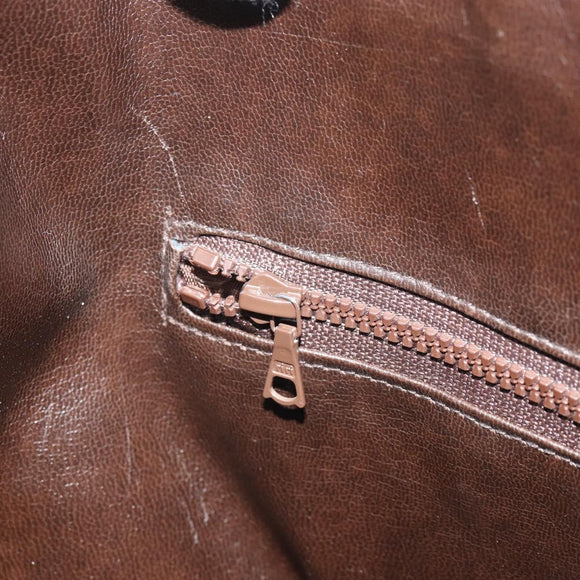 CELINE Macadam Canvas Boston Bag PVC Leather Beige Gold Auth 168715