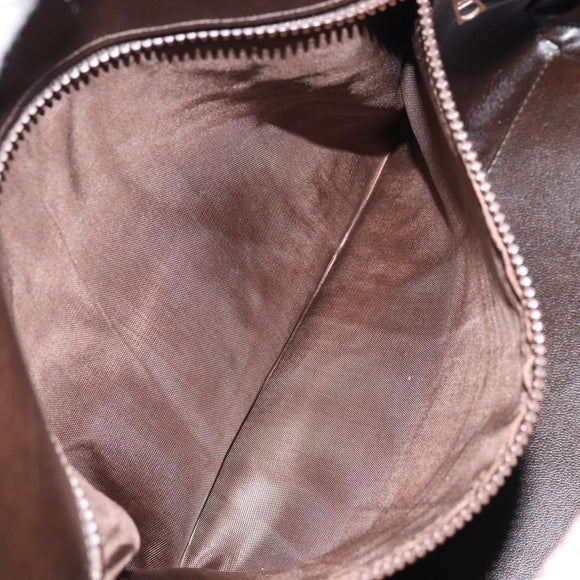 CELINE Macadam Canvas Boston Bag PVC Leather Beige Gold Auth 168715