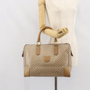 CELINE Macadam Canvas Boston Bag PVC Leather Beige Gold Auth 168715-22
