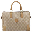 CELINE Macadam Canvas Boston Bag PVC Leather Beige Gold Auth 168715-13