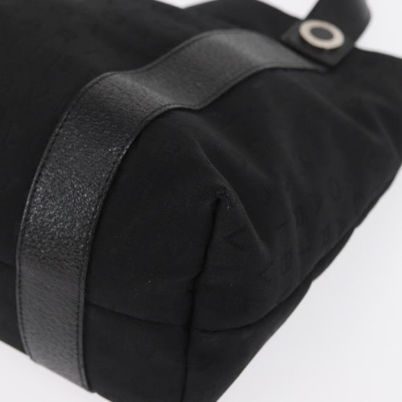 BVLGARI Logo Mania Hand Bag Canvas Black Silver Auth 168716