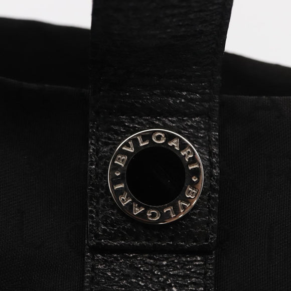 BVLGARI Logo Mania Hand Bag Canvas Black Silver Auth 168716