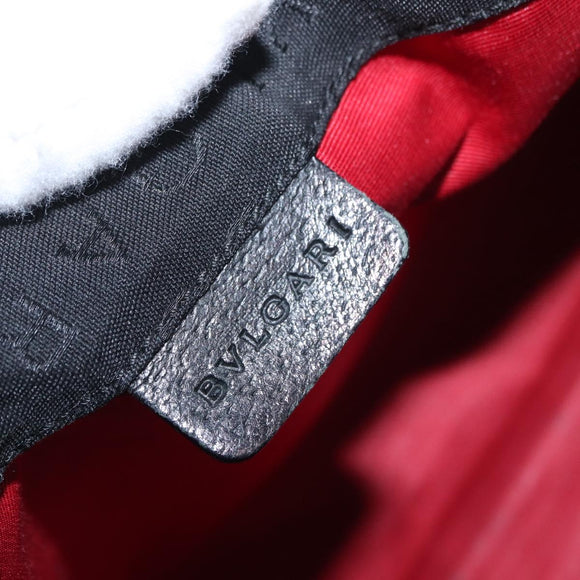 BVLGARI Logo Mania Hand Bag Canvas Black Silver Auth 168716