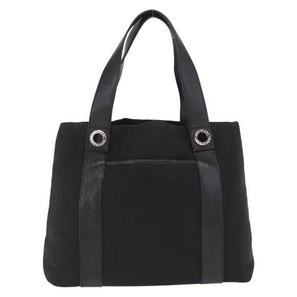 BVLGARI Logo Mania Hand Bag Canvas Black Silver Auth 168716