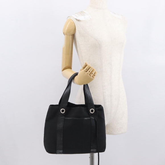 BVLGARI Logo Mania Hand Bag Canvas Black Silver Auth 168716