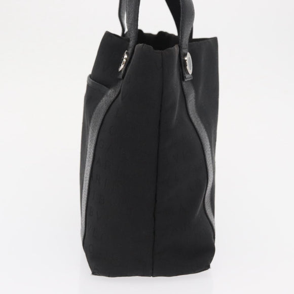 BVLGARI Logo Mania Hand Bag Canvas Black Silver Auth 168716