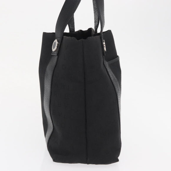 BVLGARI Logo Mania Hand Bag Canvas Black Silver Auth 168716