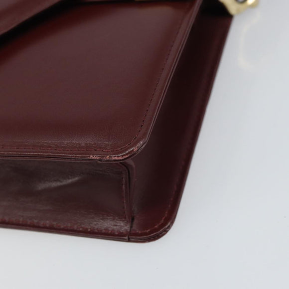 CARTIER Must Line Shoulder Bag Leather Bordeaux Gold Auth 168717