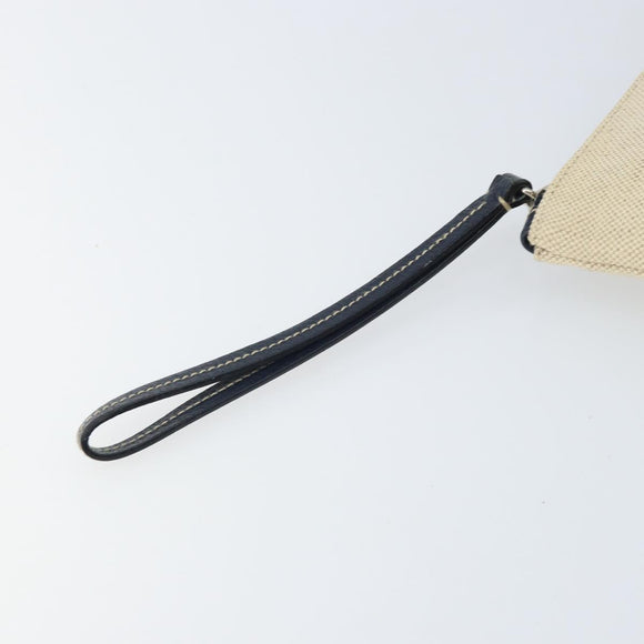 PRADA Pouch Canvas Beige Silver Auth 168720