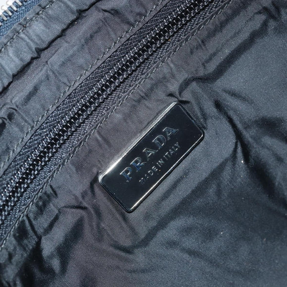 PRADA Pouch Canvas Beige Silver Auth 168720