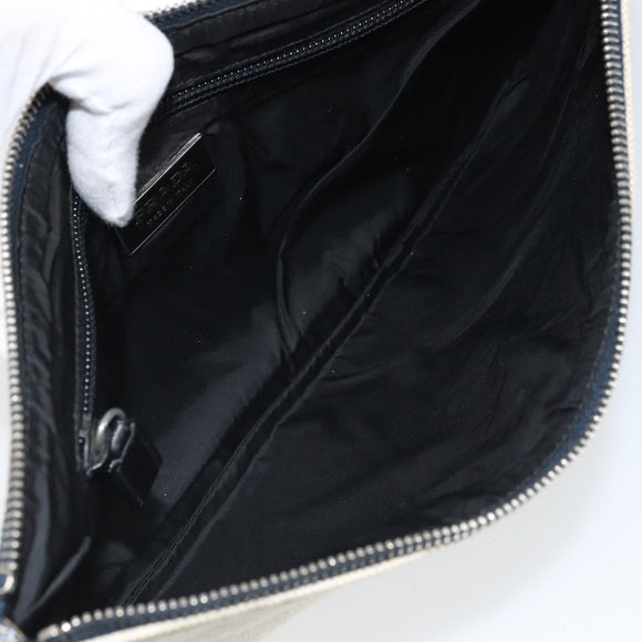 PRADA Pouch Canvas Beige Silver Auth 168720