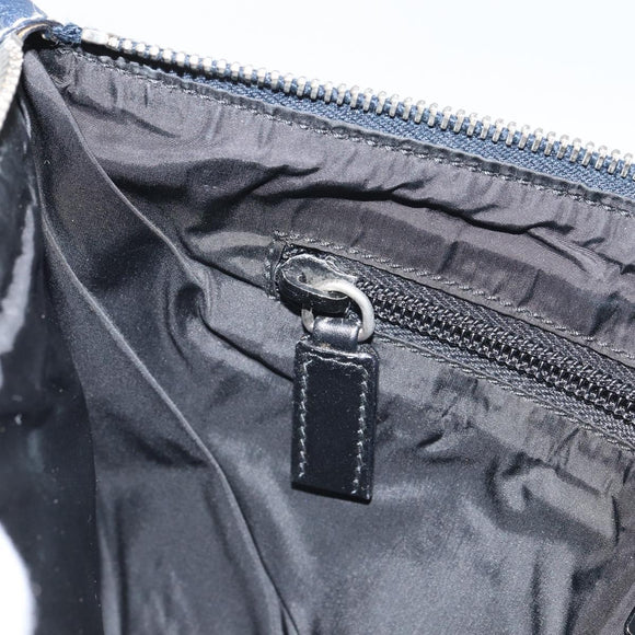 PRADA Pouch Canvas Beige Silver Auth 168720