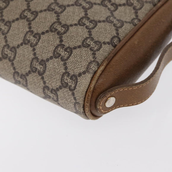 GUCCI GG Plus Supreme Clutch Bag PVC Beige Auth 168722