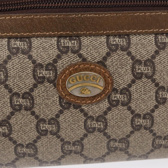 GUCCI GG Plus Supreme Clutch Bag PVC Beige Auth 168722