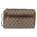 GUCCI GG Plus Supreme Clutch Bag PVC Beige Auth 168722-13