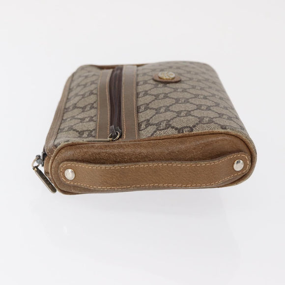 GUCCI GG Plus Supreme Clutch Bag PVC Beige Auth 168722