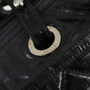 CHANEL Paris Biarritz Tote Bag Patent leather Black Silver CC Auth 168723-17
