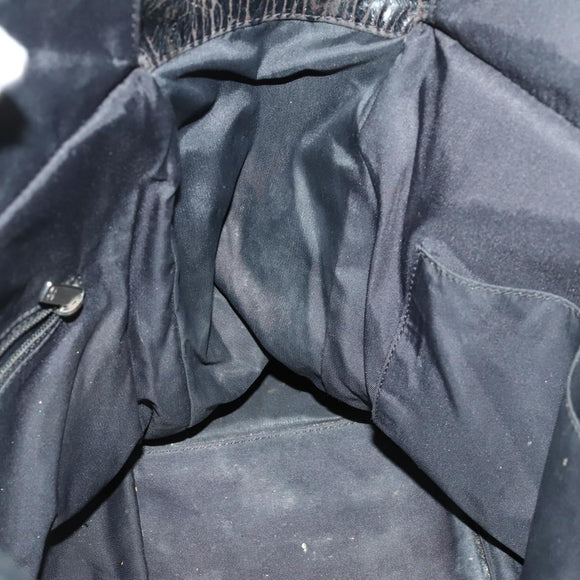 CHANEL Paris Biarritz Tote Bag Patent leather Black Silver CC Auth 168723