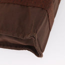 HERMES Her Line PM Tote Bag Canvas Brown Silver Auth 168733-9
