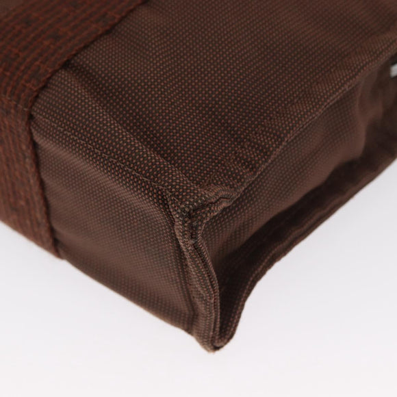 HERMES Her Line PM Tote Bag Canvas Brown Silver Auth 168733