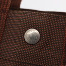 HERMES Her Line PM Tote Bag Canvas Brown Silver Auth 168733-17