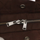 HERMES Her Line PM Tote Bag Canvas Brown Silver Auth 168733-10