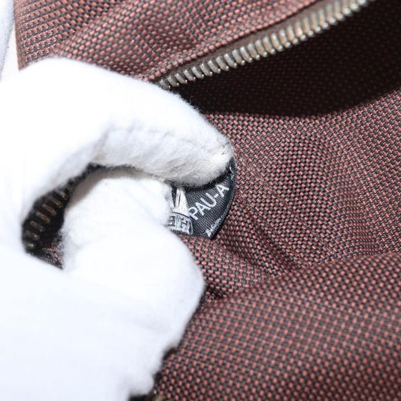 HERMES Her Line PM Tote Bag Canvas Brown Silver Auth 168733