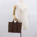 HERMES Her Line PM Tote Bag Canvas Brown Silver Auth 168733-22
