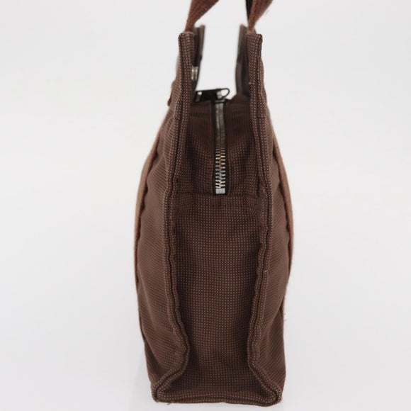 HERMES Her Line PM Tote Bag Canvas Brown Silver Auth 168733
