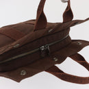 HERMES Her Line PM Tote Bag Canvas Brown Silver Auth 168733-6