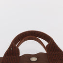 HERMES Her Line PM Tote Bag Canvas Brown Silver Auth 168733-8