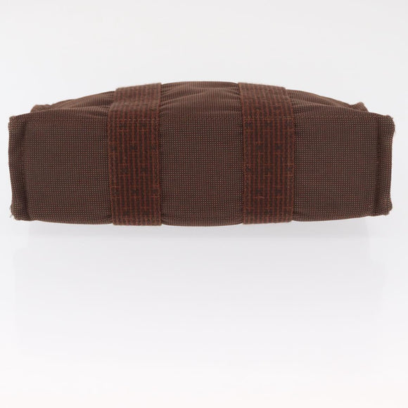 HERMES Her Line PM Tote Bag Canvas Brown Silver Auth 168733