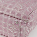 CHANEL New Travel line Tote Bag Pink Silver CC Auth 168739-9