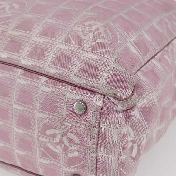 CHANEL New Travel line Tote Bag Pink Silver CC Auth 168739