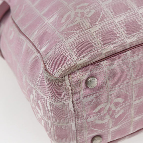 CHANEL New Travel line Tote Bag Pink Silver CC Auth 168739