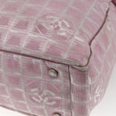 CHANEL New Travel line Tote Bag Pink Silver CC Auth 168739-15