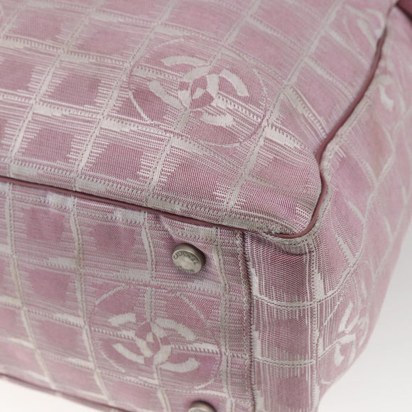 CHANEL New Travel line Tote Bag Pink Silver CC Auth 168739