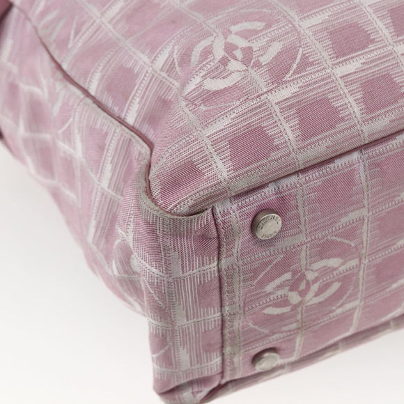 CHANEL New Travel line Tote Bag Pink Silver CC Auth 168739