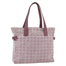 CHANEL New Travel line Tote Bag Pink Silver CC Auth 168739-1