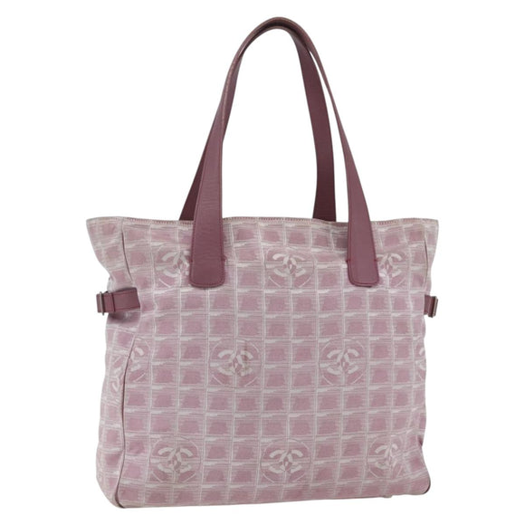 CHANEL New Travel line Tote Bag Pink Silver CC Auth 168739