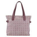CHANEL New Travel line Tote Bag Pink Silver CC Auth 168739-13