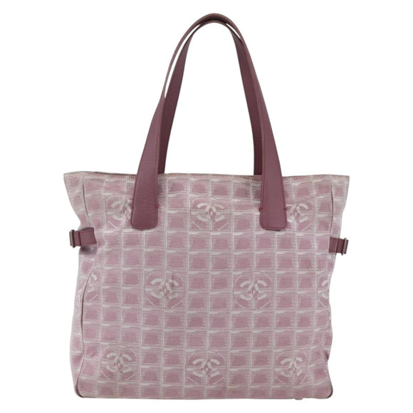 CHANEL New Travel line Tote Bag Pink Silver CC Auth 168739