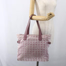 CHANEL New Travel line Tote Bag Pink Silver CC Auth 168739-23