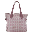 CHANEL New Travel line Tote Bag Pink Silver CC Auth 168739-2
