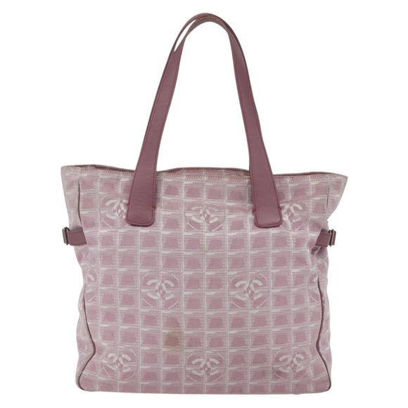 CHANEL New Travel line Tote Bag Pink Silver CC Auth 168739