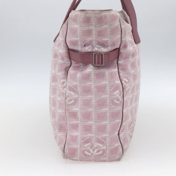 CHANEL New Travel line Tote Bag Pink Silver CC Auth 168739
