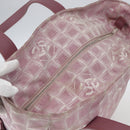 CHANEL New Travel line Tote Bag Pink Silver CC Auth 168739-6