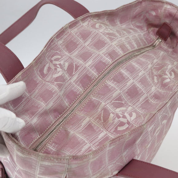 CHANEL New Travel line Tote Bag Pink Silver CC Auth 168739